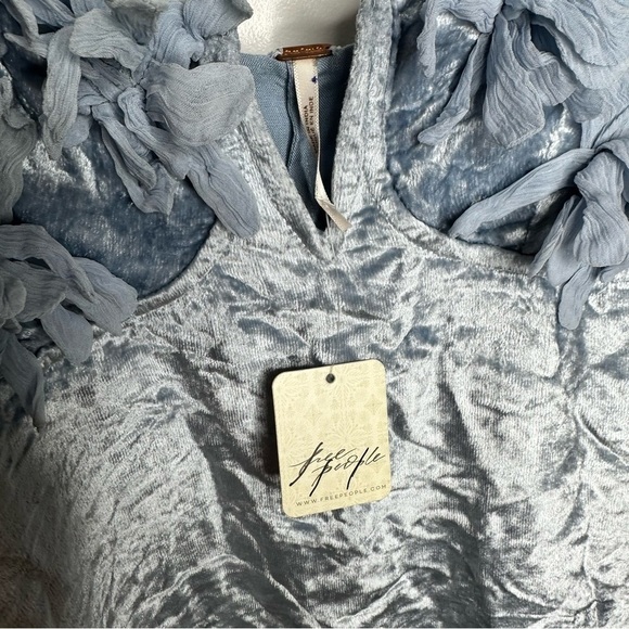 NWT FREE PEOPLE Velvet Mini Dress Light Blue Size 10 - Picture 12 of 16